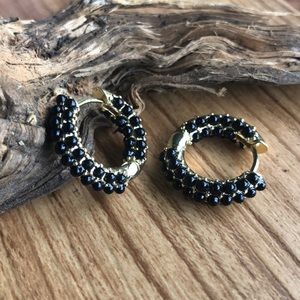 Black Pavè Crystal Huggie Hoops!